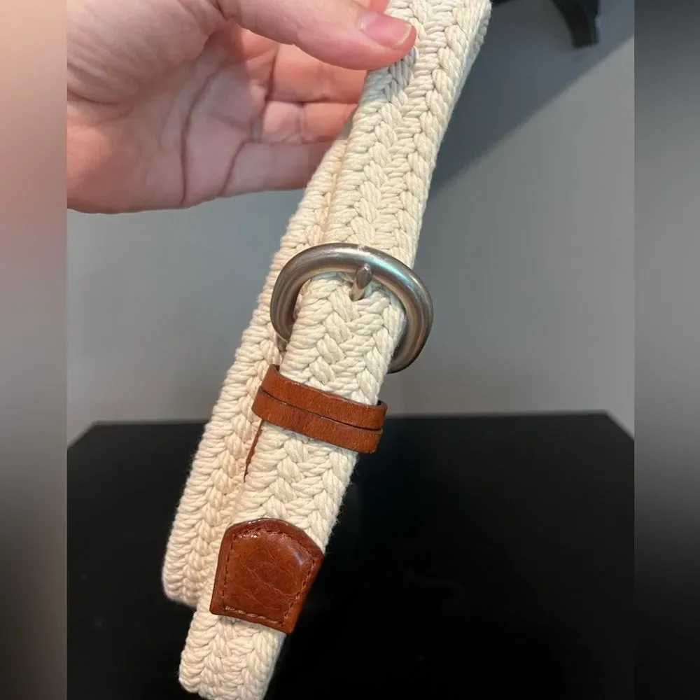 J. Crew Leather and Cotton Belt with Silver Buckle